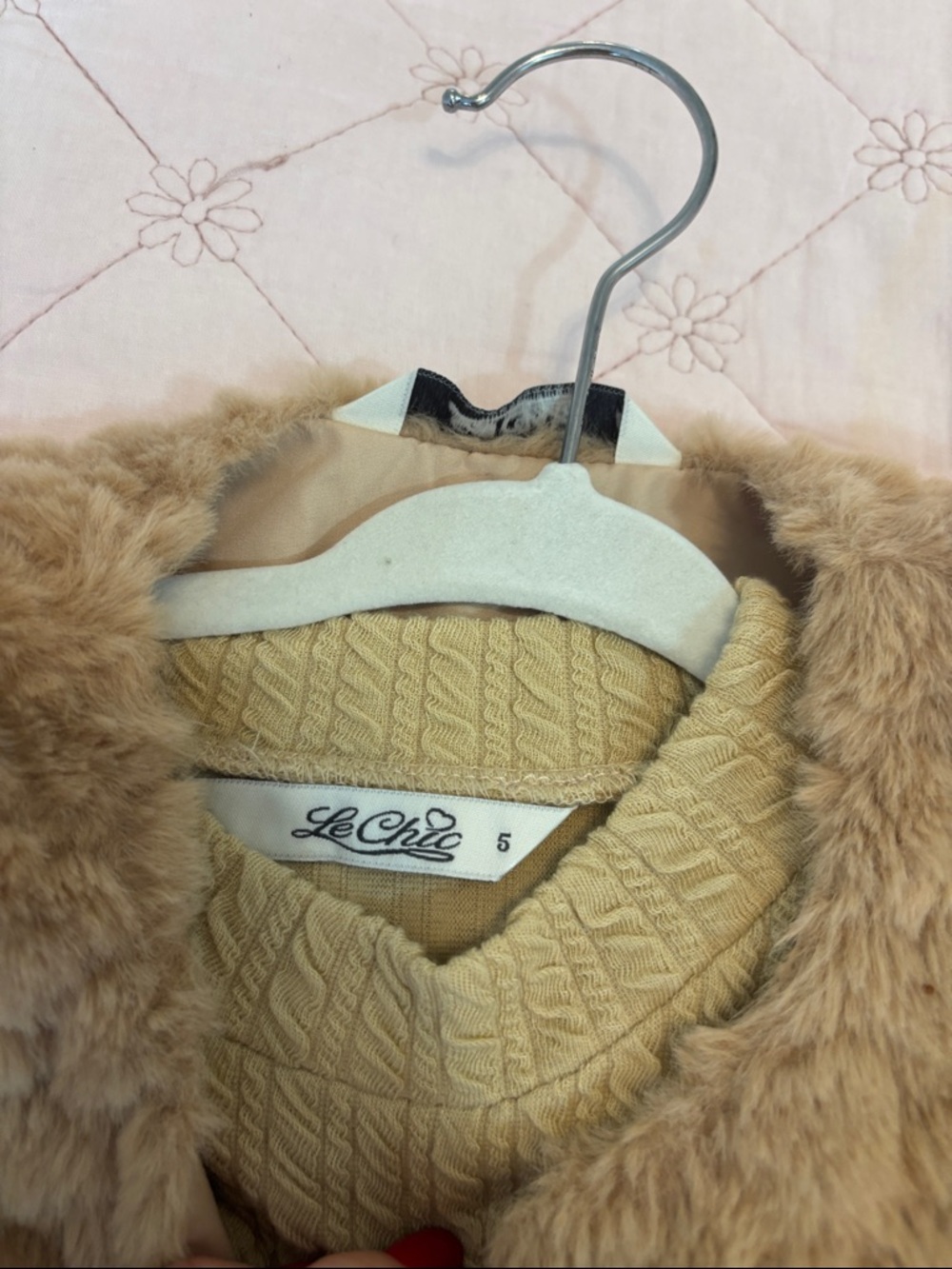 Girls' Knit Dress & Faux-Fur Vest Set - Beige - Picture 3 of 4